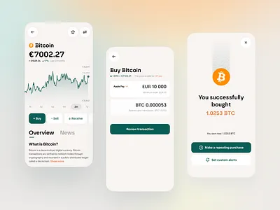 Fintech - Crypto Mobile App bitcoin buy crypto cryptowallet fintech lightmode mobile mobileapp money transfer ui wallet web3