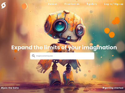 AI Art Landing Page ai app design art dall e e commerce figma illustration lander landing page midjourney product design robot stable diffusion ui design website yellow