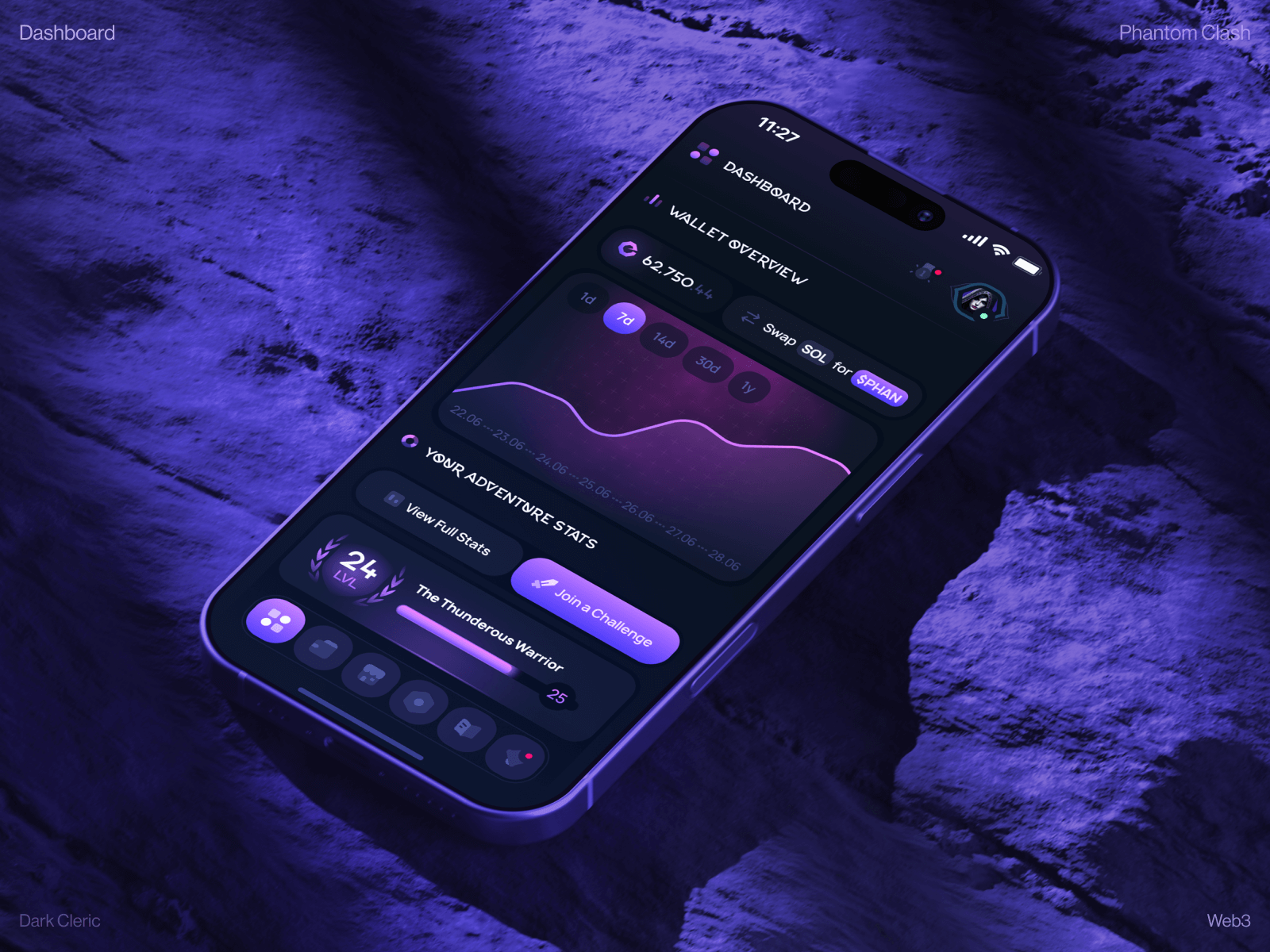 Phantom Clash: Crypto Wallet Dashboard app design app ui banking mobile app blockchain app crypto app crypto exchange crypto payments cryptocurrency etherium finance financial app fintech mobile app memecoin mobile app mobile app design product design swap token web3 web3 design