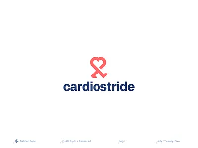 CardioStride logo branding cardio clean exercise fitness graphic design gym health heart line art logo minimalist modern motion movement run running sport training walk