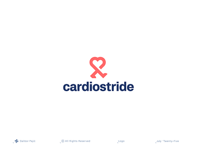 CardioStride logo branding cardio clean exercise fitness graphic design gym health heart line art logo minimalist modern motion movement run running sport training walk