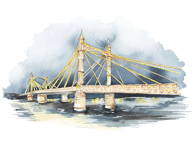 Battersea Bridge Watercolour battersea bridge branding bridge design illustration landmarks landscape london london landmark watercolor watercolour