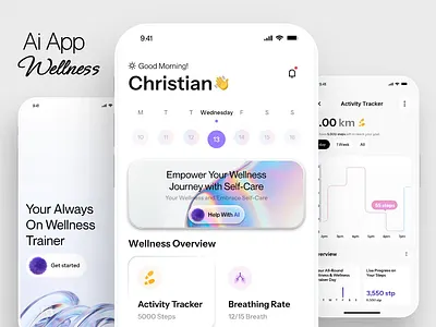 Ai wellness app design ai app ai app design app app design app designer app developer mental health mental health app mindfulness app mobile app modern app self care self care app self help app ui design ui designer ux designer wellness app