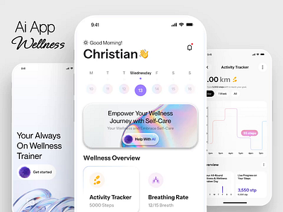 Ai wellness app design ai app ai app design app app design app designer app developer mental health mental health app mindfulness app mobile app modern app self care self care app self help app ui design ui designer ux designer wellness app