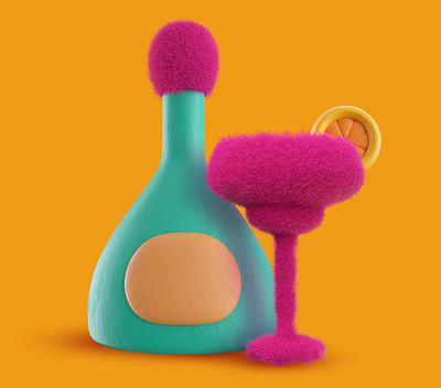 Drink me 3d bar blender3d bottle cartoon cocktail concept drink fashion fur illustration render