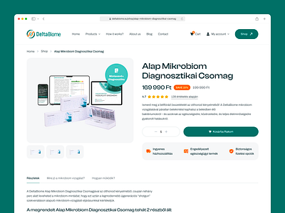 DeltaBiome - E-Commerce Product Page UI biotech ui cart clean ui design e commerce interface minimal ui modern online store product page product ui purchase ui reviews ui shop ui shopping testing kit uxui web
