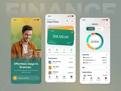 Finance Management Mobile App app design bank banking banking app defi design digital bank digital banking finance fintech illustration minimal design mobile app online banking payment send money ui visual interface wallet wallet app