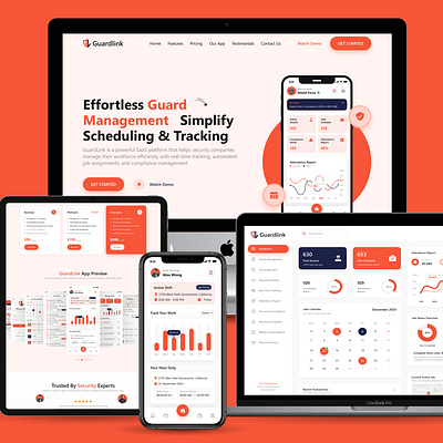 Security Guard Management SaaS Platform adminpanel cleanui dashboarddesign figmadesign guardapp guardlink mobileappdesign moderndesign modernui saasdesign saasui securityapp securityplatform securitysaas uiux uiuxdesign userinterface webdashboard