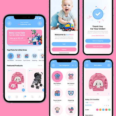 Modern Baby Store App appdesigninspiration babyappui babyproductsapp babystoreapp ecommerceapp ecommerceui figmadesign minimaldesign mobileappdesign mobileshoppingapp mobileux modernui onlineshoppingapp parentingapp shoppingappui uiux uxdesign