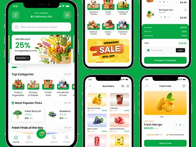 Modern Grocery Shopping App appdesign cleanui deliveryapp ecommerceapp figmadesign foodapp groceryapp grocerydelivery grocerystoreapp mobileappdesign mobileui moderndesign onlinegrocery shoppingapp userexperience uxuidesign
