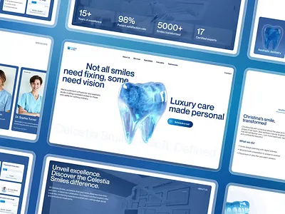 Celestia - Modern Dental Website UI Design corporate website dental billboard dental logo dental website dentist app dentist business card dentist landing page dentist website health landing page health ui health website landing page medical app medical landing page medical ui medical website design web design web ui wellness website