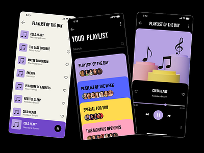 Music mobile app design dubai dubai designer playlist radio style top music ui web