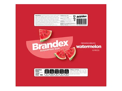 Brandex Sugarfree Gum: Watermelon Flavor Packaging vibrant