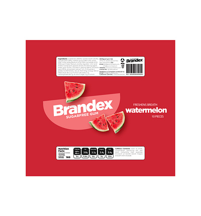Brandex Sugarfree Gum: Watermelon Flavor Packaging vibrant
