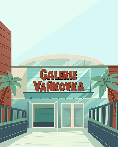 Seasonal Banner Illustrations for Galerie Vaňkovka advert banner brand branding design drawing flat graphic design hours illustration mall opening social typography vector