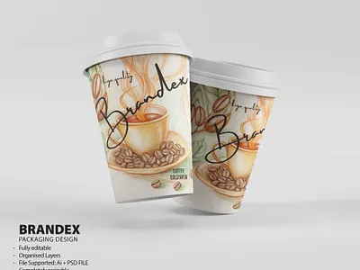 Brandex Coffee Cold Brew: Hand-Drawn Illustration Cup food beverage