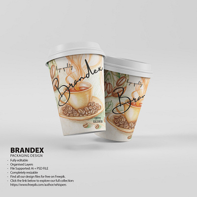 Brandex Coffee Cold Brew: Hand-Drawn Illustration Cup food beverage