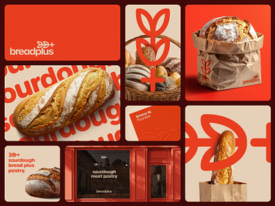 breadplus — bakery visual identity bakery brand branding bread cafe coffee design food grain healthy identity logo orange organic pastry patisserie restaurant shop sourdough visual