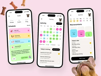 Pet Care & Training Mobile App UI Design app interfaces application ui best app design health app interactive design ios mobile app design mobile app ui mobile ui mobile ux modern app ui pet app ui design