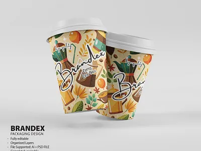 Brandex Coffee Cold Brew: Illustrated Pattern Cup Design food beverage