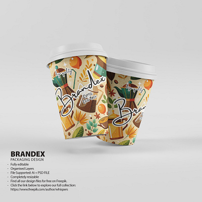 Brandex Coffee Cold Brew: Illustrated Pattern Cup Design food beverage