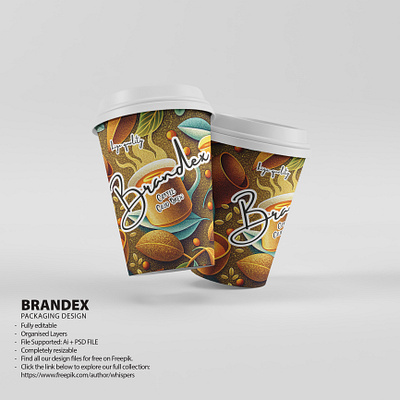 Brandex Coffee Cold Brew: Textured Artistic Cup Design food beverage