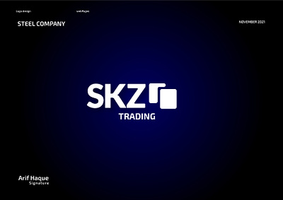 SKZ TRADING STEEL COMPANY branding graphic design logo steel company logo