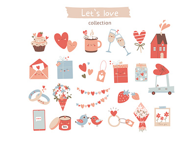 Valentine's Day clipart collection card cartoon character clipart collection design design element digital illustration love print romantic valentine`s day