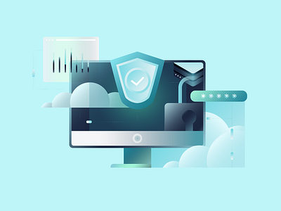 DATA SECURITY 2d cloud computer data illustration illustrator lock password security vector work