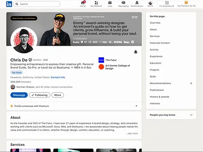 LinkedIn Profile Page UX Enhancement dailyui figma graphic design light mode linkedin modern design new design redesign ui ui design user profile ux web app