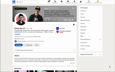 LinkedIn Profile Page UX Enhancement dailyui figma graphic design light mode linkedin modern design new design redesign ui ui design user profile ux web app