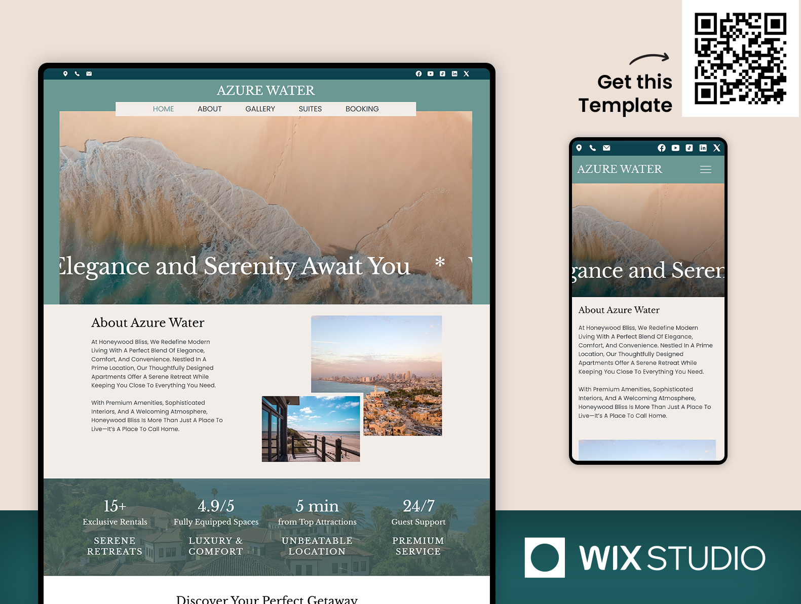 Beach Vacation - Wix Studio Website Template airbnb wix template apartment beach apartment website beach apartment website coastal rental template holiday home wix studio minimalist beach site modern beach website oceanfront apartment site property rental website rental coastal website rental listing template seaside apartment wix template short term rental website travel accomodation website wix studio wix studio website wix studio webstite template wix vacation rental