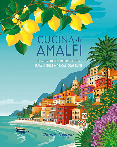 Cucina di Amalfi X Colin Elgie beach life cookbook design retro seascape view