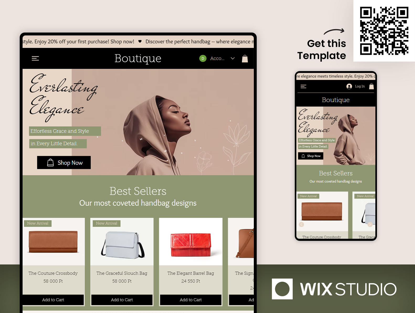 Fashion Store - Wix Studio Website Template bag webshop beautiful website casual wear template designer bags website fashion fashion catalog fashion webshop online fashion shop retail webshop seasonal fashion site streetwear template webshop template wix studio wix studio fashion webshop wix studio website wix studio website template wix webshop woman website women fashion template