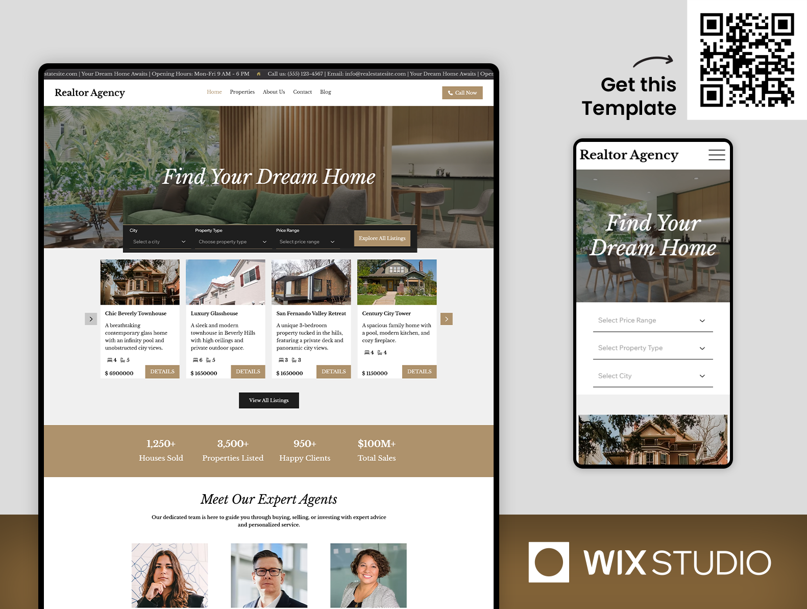 Realtor - Wix Studio Website Template commercial real estate homes for sale house listings open houses property listing template property listings property management property rentals property website real estate agent real estate broker real estate listing template real estate services website real estate website realtor website residential properties wix real estate wix studio wix studio website wix studio website template