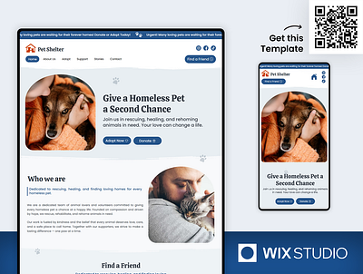 Animal Rescue - Wix Studio Website Template adopt a pet animal charity animal helter adoption animal protection animal rescue center animal shelter website animal website beautiful website cat website dog website pet adoption website pet care template pet rescue website pet shelter pet shelter website pet website ui wix studio wix studio website wix studio website template