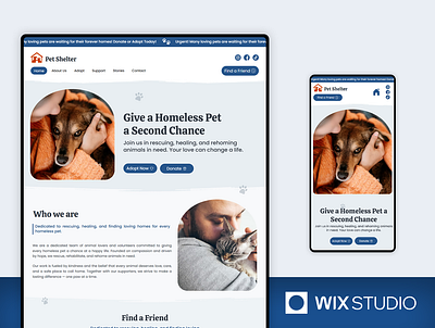 Animal Rescue - Wix Studio Website Template adopt a pet animal charity animal helter adoption animal protection animal rescue center animal shelter website animal website beautiful website cat website dog website pet adoption website pet care template pet rescue website pet shelter pet shelter website pet website ui wix studio wix studio website wix studio website template