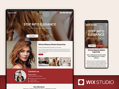 Hair Studio - Wix Studio Website Template barbershop professional website beautiful website beautiful website template beauty salon template elegant salon website hair studio hair studio wix hair website design hair website template hairdresser website hairdressers website template luxury website red and gold website template salon webdesign webdesign for woman wix studio salon wix studio website hair wix studio website template wix template for salon women salon website