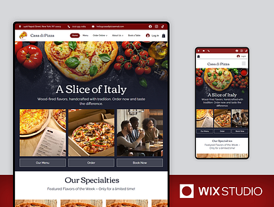 Pizzeria & Ordering Food - Wix Studio Website Template beautiful website fast food website menu website online food ordering pizza booking pizza catering pizza menu webdesign pizza online website pizza order website pizza ordering website pizza restaurant pizza shop website pizza takeou website pizza wix website pizzeria website template wix pizza template wix studio wix studio website wix studio website template