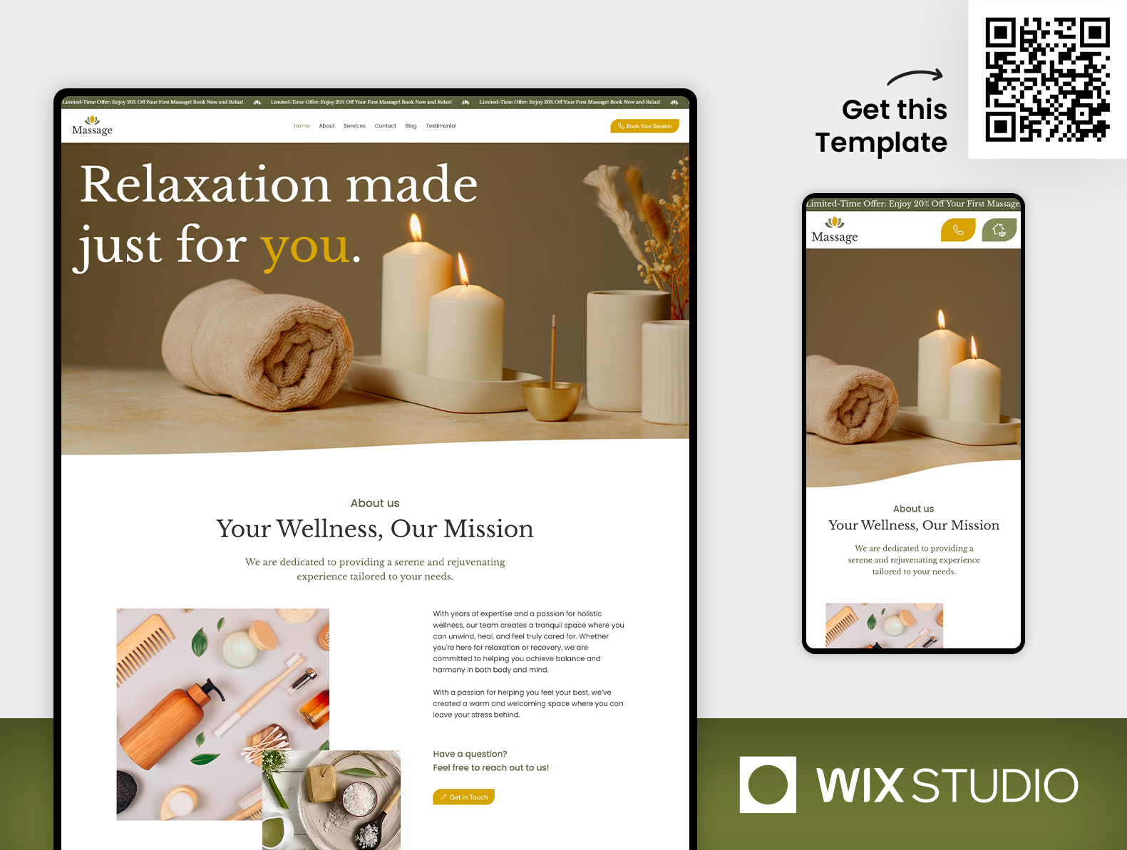 Spa & Wellness - Wix Studio Website Template alternative therapy website beauty and spa website day spa wix design herapeutic massage site holistic healing website luxury spa website massage booking wix massage therapy website massage website massage website template reiki healing template self care website spa website spa website design spa website template wellness coach website wellness website wellness wix studio wix studio spa wix studio website template