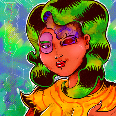 "Terminator girl" art branding character color pencil comic cover design draw dream fantasy girl illustration manga music portrait scifi vintage water ink