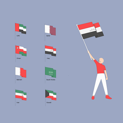 man waving the flag of arab countries namely iraq traditional