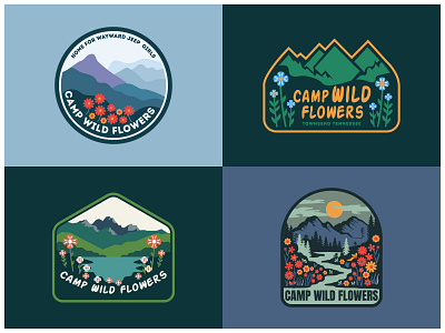 Camp Wild Flowers – Patch Design Collection Inspired by Tennesse badge logo badgeart camping logo custompatch graphic design hat design hatpatch illustration logo design mountain logo mountaindesign nature logo naturepatch outdoor logo outdoorbranding patch collection patch design patch logo townsendtennessee tshirt design