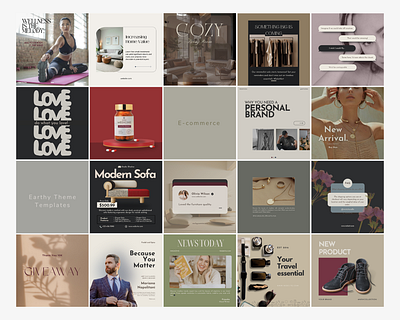 Earthy Social Media Templates| Aesthetic Posts for Day 2 day business canva content ecommerce editable fashion social media