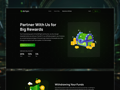 BitFight - Gamified Crypto Trading Platform become an affiliate crypto crypto gaming crypto trading crypto trading platform gamified crypto trading landing page pvp battle trading trading ui web design web3 web3 gaming