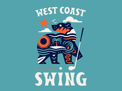 West Coast Swing arizona bear branding california design doodle geometric graphic design illustration logo typography vector