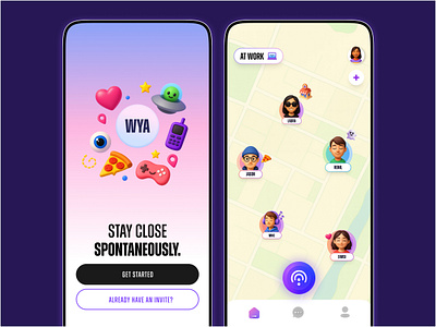 WYA Friend Map app blink bump design favs friends location gamification gen z genz illustration life360 map map for friends mobile product design snapchat social media social networking ui ux