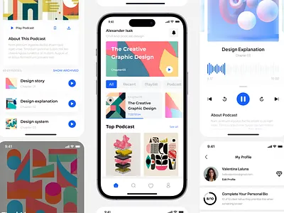 Podcast Design Mobile App app app design branding design featured figma like mobile podcast premium uikit trending ui ui8 uidesign uikit