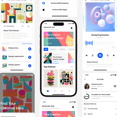 Podcast Design Mobile App app design figma like mobile podcast premium uikit ui ui8 uidesign uikit