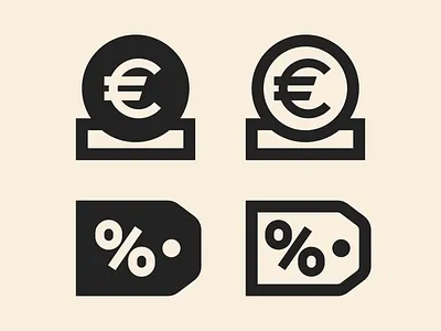 Loyalty program icons euro fill jackpot loyalty outline sale tag